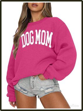 Women's Dog Mom Graphic Sweatshirt Long Sleeve Crew Neck Pullover Fall Gift